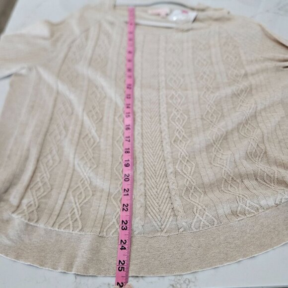 NWT Fresh Produce Sweater XL XXL Olivia Cable Knit Lightwe Cotton Beige Neutral - Picture 10 of 10